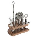8-Piece Professional Cocktail Set with Wooden Base Image